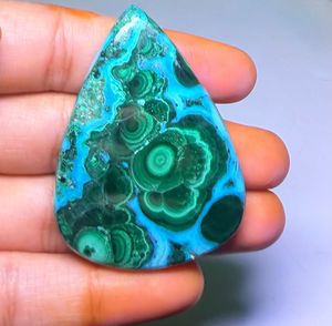 Prix de gros Pierre précieuse naturelle Chrysocolle Malachite de haute qualité, taille ovale, pour la fabrication de bijoux, vert, tailles assorties - Product Image 4