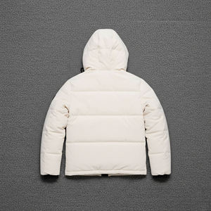 Veste matelassée blanche à capuche pour homme, coupe-vent, fermeture éclair, rembourrage en polyester, manteau d'hiver décontracté, coupe régulière, vente en gros - Product Image 5