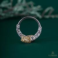 Magnifique Bague de Fiançailles Toi et Moi en Or Blanc avec Diamant Jaune Ovale et Moissanite de Laboratoire, Bande Pavée Bypass, Cadeau Idéal pour Femme