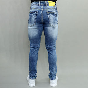 กางเกงยีนส์เดนิมยืดสีน้ำเงินทรงกลางสำหรับผู้ชายขายส่ง Gex - Product Image 4