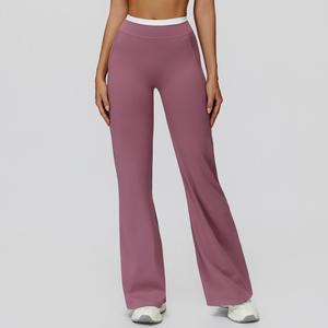 Stylish Women <b>Flared</b> Yoga Pants High Waist Four Way Stretch Lounge Trousers for Fitness and Daily Wear - Product Image 2