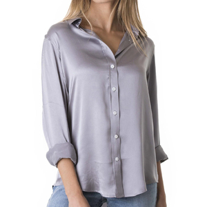 Nouveautés 2026 – Blouse Femme en Soie Satinée 100% Respirante, Style Décontracté Vintage, Manches Longues, Col Rabattu, Boutonnée, Coupe Ample pour l'Été - Product Image 2