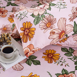 Nouvel ensemble de draps en coton à motif floral pour lit double, 2 taies d'oreiller, style hôtel et maison, prix de gros - Product Image 4