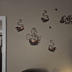 CIFbuy Calcomanías de Pared Retro de Metal con Diseño de Taza de Café, Decoraciones para Cocina y Bar, con Servicio de Recogida Temu en TikTok - Product Image 1