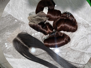 Extensions de queue de cheval à clipser 100% cheveux humains vietnamiens, ondulées, postiche brun - Product Image 4