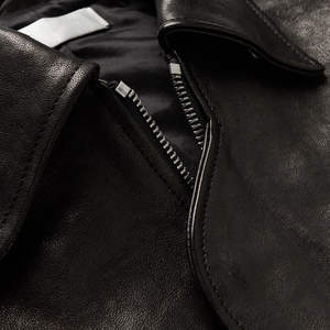 Chaqueta de Cuero 100% Personalizada, Último Diseño, Estilo Urbano Moderno con Mangas Largas de Lona y Cremallera Frontal con Logotipo - Product Image 3