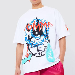 T-shirts en coton tricoté de haute qualité, personnalisés, en gros, avec impression DTG, effet délavé à l'acide, séchage rapide, col rond, pour hommes, 2024 - Product Image 1