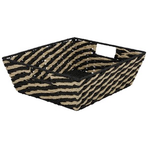 ตะกร้าสานจากหญ้าทะเลลายทางสีดำ ตะกร้าเก็บของทำมือ ขายส่ง เป็นมิตรกับสิ่งแวดล้อม ผลิตในเวียดนาม - Product Image 6