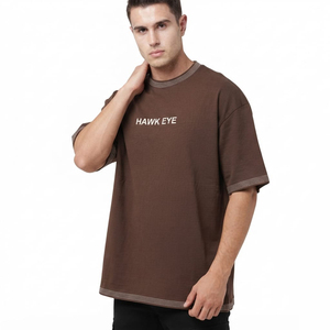 T-shirt surdimensionné pour homme avec strass, manches courtes, épaules tombantes, style streetwear, haute qualité, pour les fêtes et la mode, respirant - Product Image 1
