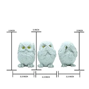 Ensemble de trois statues d'hiboux sages en résine, modelées à la main, décoratives pour jardin, intérieur et extérieur - Product Image 2