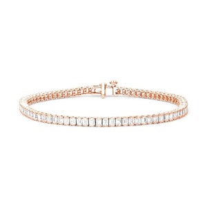 Bracelet tennis en diamants de laboratoire taille émeraude Verdant 5,00 carats, qualité F-VS2, en or massif 14 carats, pour la création de bijoux - Product Image 3