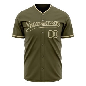 Custom Men's Baseball Jersey Olive Green Short Sleeve Button <b>Down</b> Team Name Number Sublimated Print Breathable Mesh Apparel - Product Image 3