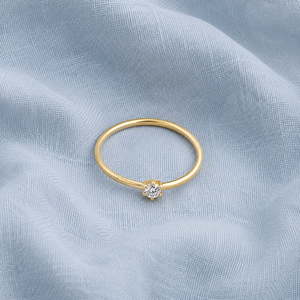 18K Yellow Gold Lab Grown Diamond Solitaire <b>Ring</b> 6 Prong Minimalist <b>Thin</b> Band Engagement <b>Ring</b> - Product Image 6