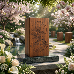 Handcrafted Wooden Urn <b>Box</b> Engraved <b>Memorial</b> <b>Keepsake</b> Cremation Urn American Style for Home Remembrance - Product Image 5