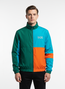 Chaqueta Cortavientos Premium para Hombre en Tela con Memoria - Verde, Naranja y Aqua con Logotipo SQS Bordado - Product Image 4