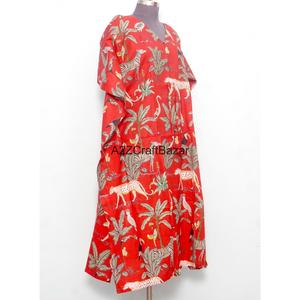 Caftán Maxi Estampado Vintage Indio 100% Algodón, Ropa Casual de Verano para Mujer, Estampado Étnico, Ecológico y Natural - Product Image 3
