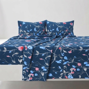 Parure de lit Twilight Garden avec 2 taies d'oreiller, en coton 100% classique 150 fils/cm², qualité A, respirante, pour toutes les saisons, usage domestique, literie adulte - Product Image 1