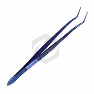 Pinzas Quirúrgicas Meriam Azul Marino Curvas con Puntas Dentadas para Algodón y Aplicación de Apósitos, Pinzas de Tejido Quirúrgico Premium de Grado Médico - Product Image 1