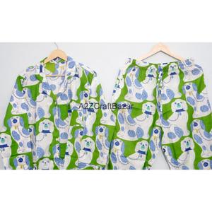 Conjunto de ropa de dormir floral romántica de algodón de manga larga para mujer, traje de pijama de dos piezas de tela suave y transpirable, cintura elástica, verano - Product Image 6