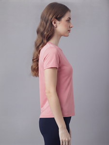 Camiseta Deportiva de Manga Corta para Mujer, Camiseta de Cuello Redondo de Algodón y Poliéster Ecológicos, Ropa Deportiva para Mujer, Estilo Deportivo - Product Image 4