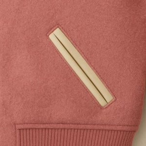 Custom Logo Varsity <b>Jacket</b> <b>Pink</b> Cream Sleeve Turn-down Collar Button Closure Casual Autumn Wear Unisex Regular Fit - Product Image 4