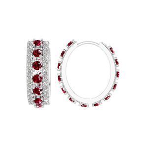 925 argent Sterling classique pavé diamant boucles d'oreilles créoles rubis naturel pierre précieuse finition or blanc à la mode pour les mariages fêtes cadeau - Product Image 3