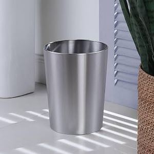 Modern Metal Trash Can Wastebasket Stylish Durable Waste <b>Bin</b> for Home Office Bathroom - Product Image 6