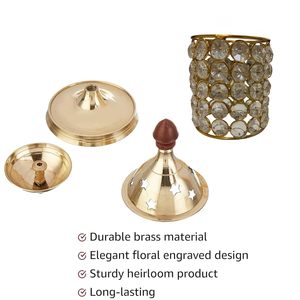 Brass Akhand Diya Oil Lamp with Crystal Matki Design | Traditional Brass Deepam for Puja <b>Mandir</b>, Diwali Decoration & Indian Hom - Product Image 5
