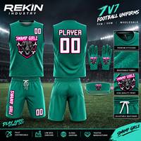 Ensemble complet d'uniformes personnalisés pour équipe 7v7, design personnalisé, noms et numéros, uniformes 100% polyester, sac de survêtement, commandes en gros