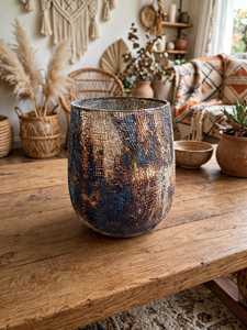 Portavelas Metálico Hecho a Mano de Alta Calidad, Maceta Decorativa, Farol de Malla, Maceta para Flores, Decoración Navideña para Interiores, Hogar y Jardín - Product Image 1