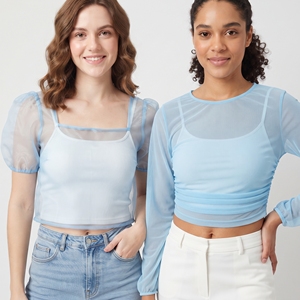 Casual Transparent Lightweight <b>See</b> <b>Through</b> <b>Tops</b> Long Sleeve Sheer Mesh <b>Crop</b> <b>Top</b> 100% Polyester Sexy Transparent <b>Crop</b> <b>Tops</b> - Product Image 1