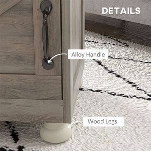 Tavolino Laterale Moderno in Stile Fattoria Grigio con Vano Portaoggetti e Ripiano Aperto, Gambe in Legno - Product Image 5