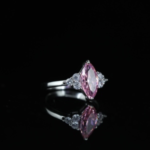 Bague de Fiançailles et d'Anniversaire Classique en Argent Sterling 925, 3 Pierres, Coupe Marquise Ovale, Zircon Cubique Jaune, Plaqué Rhodium - Product Image 3