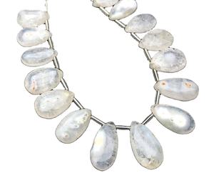 ลูกปัด Briolette ทรงลูกแพร์สีขาวธรรมชาติ,อัญมณีควอตซ์สีขาวสำหรับทำเครื่องประดับแบบ DIY 19ชิ้น - Product Image 1