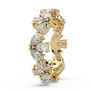 Hermosa banda de oro de 14 quilates con diamantes cultivados en laboratorio de corte pera alternado, anillo de aniversario, anillo de boda, joyería de moda. - Product Image 2