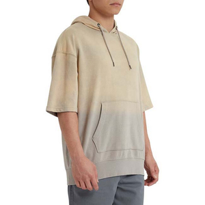 <b>Short</b> <b>Sleeve</b> Pullover Custom Print <b>Men</b> <b>Hoodie</b> in the Curve Hem with the Custom logo casual wear <b>Short</b> <b>Sleeve</b> hoodies - Product Image 6