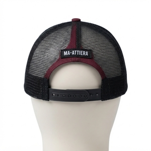 Casquette de baseball pour homme, bordeaux, style trucker, broderie tigre, dos en maille noire, fermeture snapback, logo personnalisé - Product Image 4