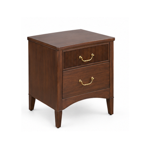 Modern <b>Walnut</b> Nightstand Solid Wood Bedside Cabinet Two Drawer Storage <b>Table</b> Hotel Apartment Bedroom Furniture Manufacturer - Product Image 3