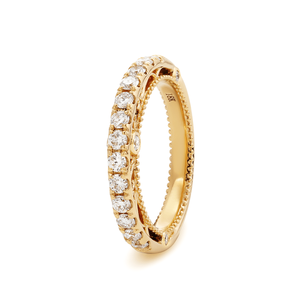 Anillo de eternidad vintage de oro amarillo de 18 quilates con diamantes cultivados en laboratorio, corte brillante redondo, diseño floral Milgrain, certificado por IGI. - Product Image 2