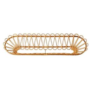 Natural Oval Rattan wall-mounted shelf Long Pill Shaped Bamboo <b>Floating</b> Racks Home Living Room Bedroom Decorative Storage <b>Units</b> - Product Image 1
