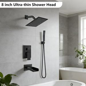 Pommeau <span class=keywords><strong>de</strong></span> <span class=keywords><strong>douche</strong></span> pluie noir mat 10 pouces à <span class=keywords><strong>fixation</strong></span> <span class=keywords><strong>plafond</strong></span> avec douchette à main, haute pression, pour distributeurs - Product Image 2