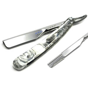 Navaja de Afeitar Profesional para Barbería, Tipo Shavette, con Bloqueo Deslizante, Totalmente Personalizable, para Corte de Barba - Product Image 1