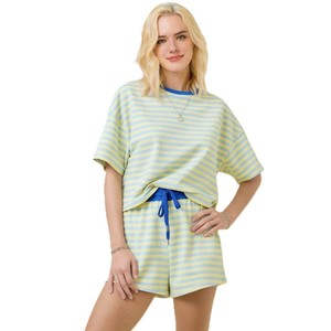 Conjunto de Camiseta y Pantalones Cortos de Algodón para Mujer, Estilo Simple y Único, Marca Zavi Sports, con Cordón Ajustable, Informal - Product Image 2