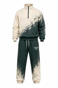 Custom Men's Hooded Tracksuit <b>Set</b> <b>Paint</b> Splatter Print Full Sleeve Casual Sportswear With Drawstring Pants Custom Logo - Product Image 5