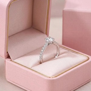 Bague de mariage et de fiançailles en or massif 10K 14K 18K, diamant de laboratoire rond couleur DEF clarté VS VVS, certifié IGI - Product Image 1