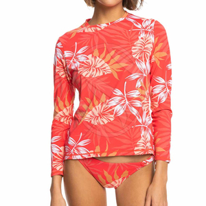Cheap Price High Demand Product Women Long Sleeve Rash Guard Purple Floral Print Spandex Polyester Anti UV <b>Swim</b> <b>Top</b> - Product Image 4