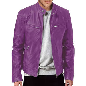 Econex Sports Men's <b>Slim</b> <b>Fit</b> PU Leather Bomber <b>Jacket</b> Breathable Windproof Turn-down Collar Zipper Closure Solid Color Moto - Product Image 1