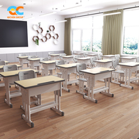 Meubles de classe modernes en métal pour le collège, bureaux d'étude pour élèves à hauteur réglable et bureau d'enseignant, table et chaise d'étude