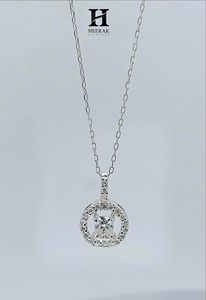 Collier pendentif élégant avec halo de diamants, plaqué or blanc 14 carats, pendentif délicat pour femmes, bijoux minimalistes pour tous les jours - Product Image 2