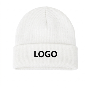 Custom Embroidery Logo White <b>Winter</b> Knitted Beanie Hat Acrylic Material Extra Warm Cuffed Beanie <b>Cap</b> <b>for</b> <b>Men</b> & Women - Product Image 1